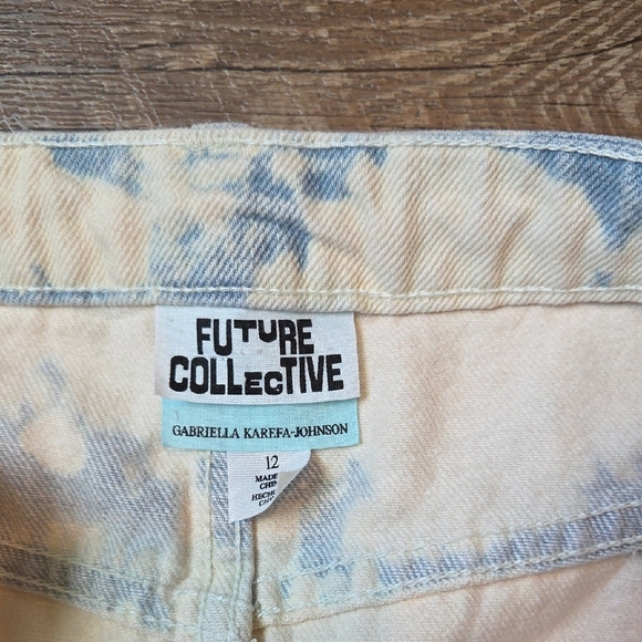 Future Collective Gabriella Karefa Size 12 Ivory & Blue Tye-Dye Denim Skirt - Picture 10 of 14